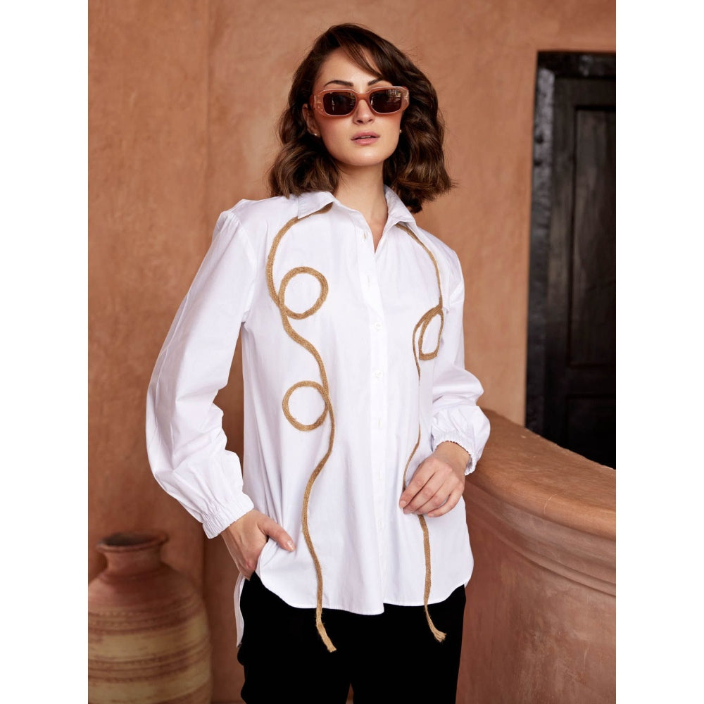 Palak Khandelwal White Shirt with Jute Lace