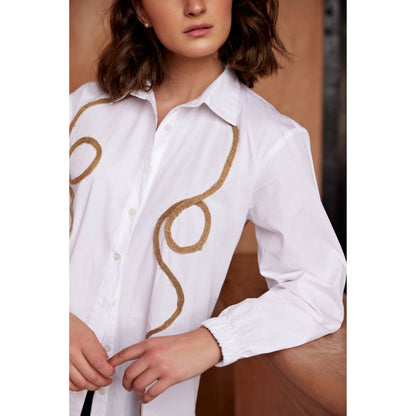 Palak Khandelwal White Shirt with Jute Lace