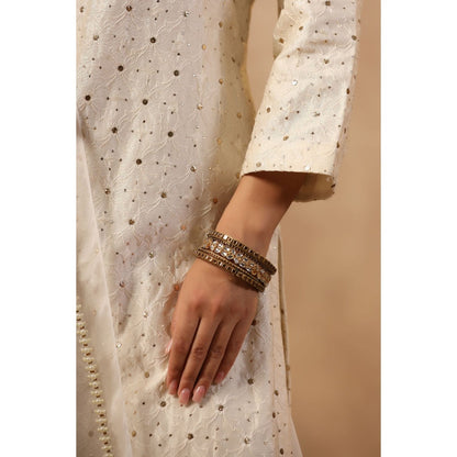 Palak Khandelwal White Kurta with Sharara and Hand Embroidered Dupatta (Set of 3)