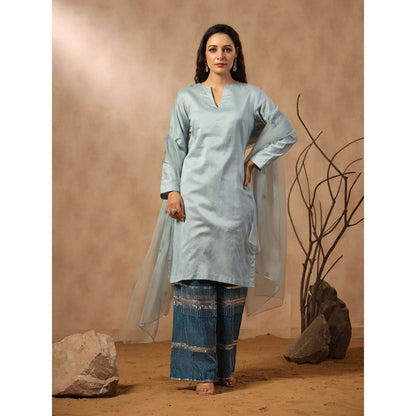 Palak Khandelwal Sky Blue Kurta with Hand Embroidered Pants and Dupatta (Set of 3)