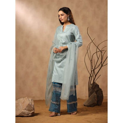 Palak Khandelwal Sky Blue Kurta with Hand Embroidered Pants and Dupatta (Set of 3)