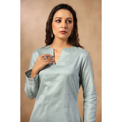 Palak Khandelwal Sky Blue Kurta with Hand Embroidered Pants and Dupatta (Set of 3)