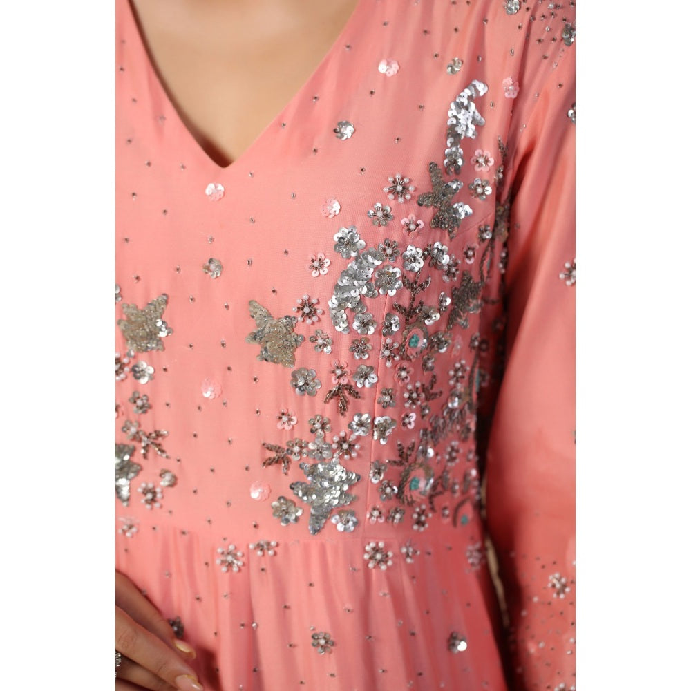 Palak Khandelwal Pink Anarkali with Hand Embroidered Paired with Dupatta (Set of 2)