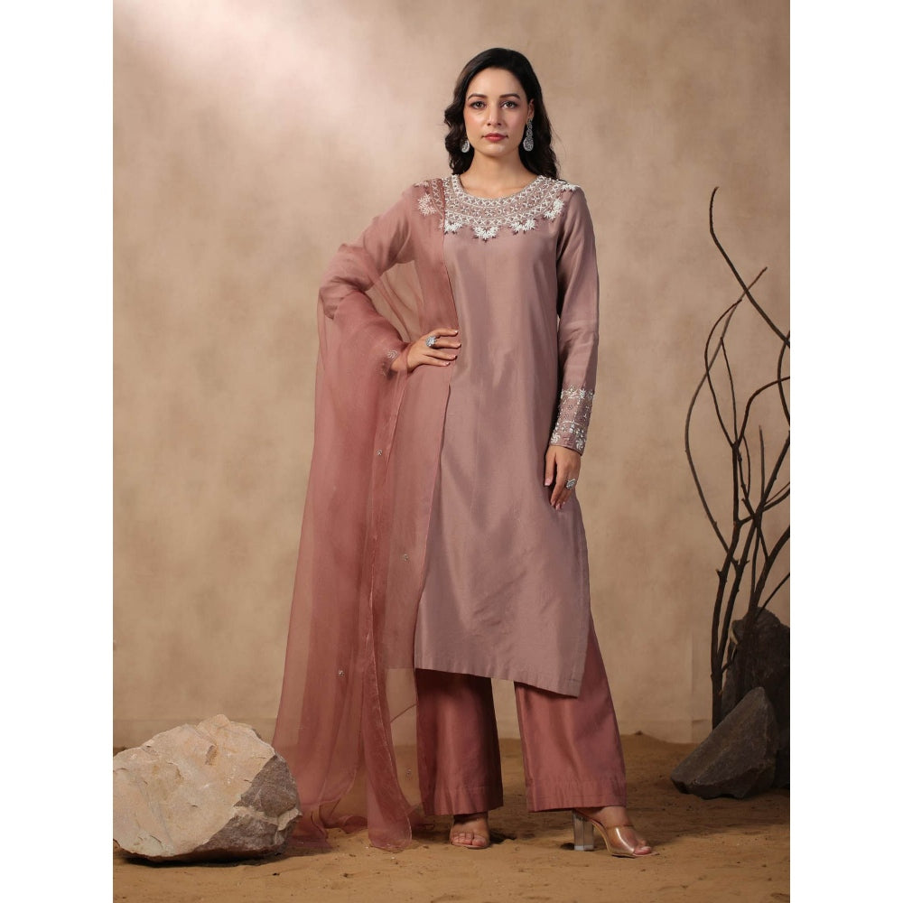 Palak Khandelwal Mauve Kurta Paired with Pants and Dupatta (Set of 3)