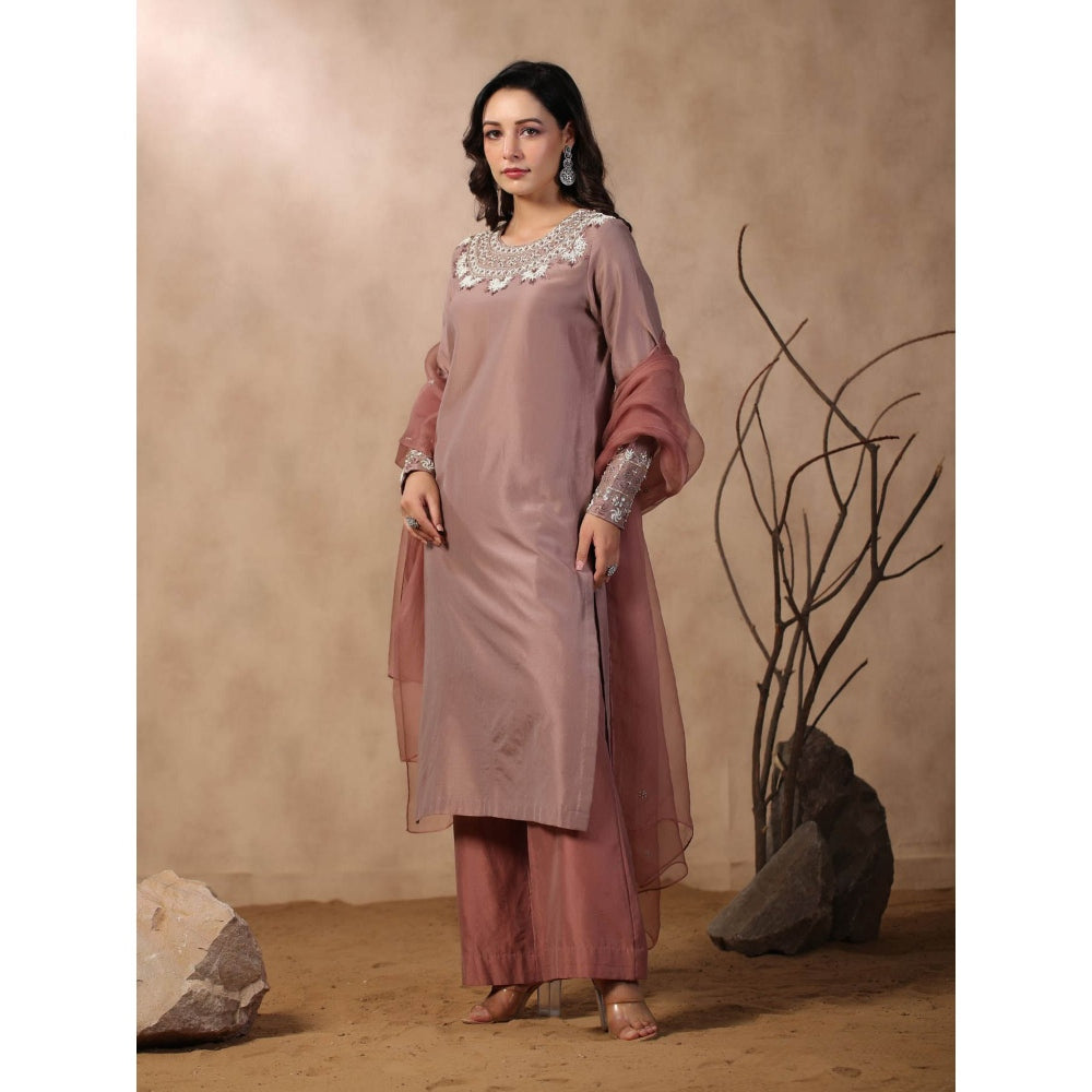 Palak Khandelwal Mauve Kurta Paired with Pants and Dupatta (Set of 3)