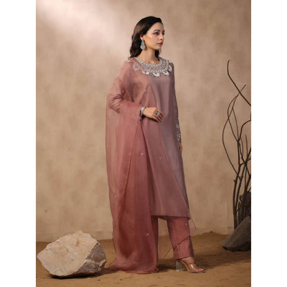 Palak Khandelwal Mauve Kurta Paired with Pants and Dupatta (Set of 3)