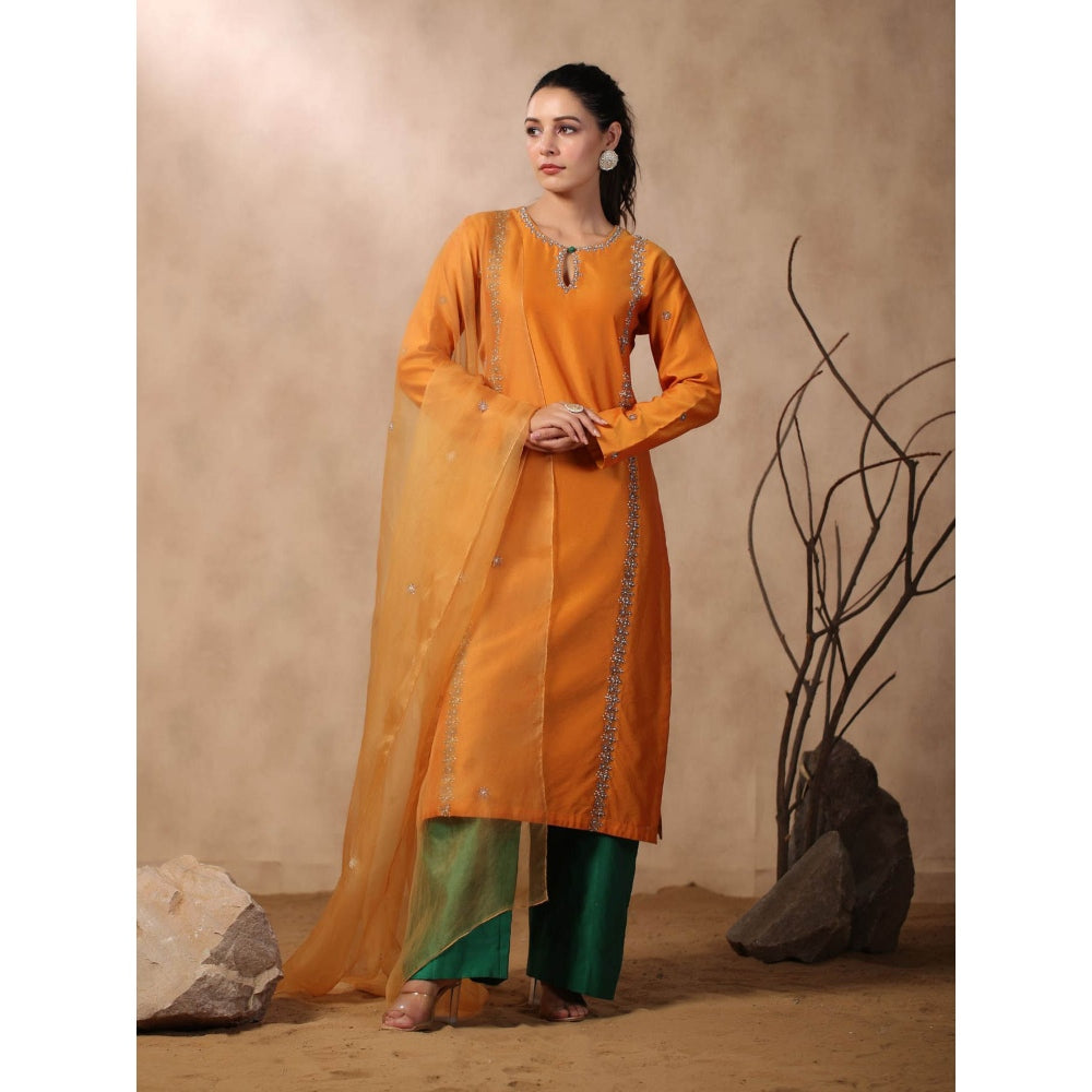 Palak Khandelwal Mustard Kurta Paired with Pants and Dupatta (Set of 3)