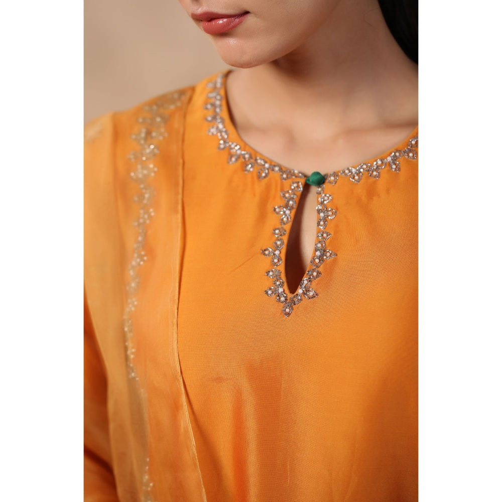 Palak Khandelwal Mustard Kurta Paired with Pants and Dupatta (Set of 3)