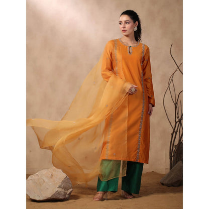 Palak Khandelwal Mustard Kurta Paired with Pants and Dupatta (Set of 3)
