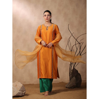 Palak Khandelwal Mustard Kurta Paired with Pants and Dupatta (Set of 3)