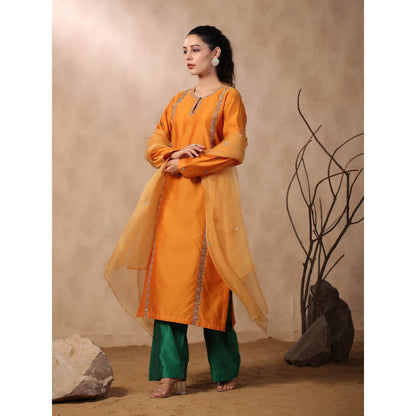 Palak Khandelwal Mustard Kurta Paired with Pants and Dupatta (Set of 3)