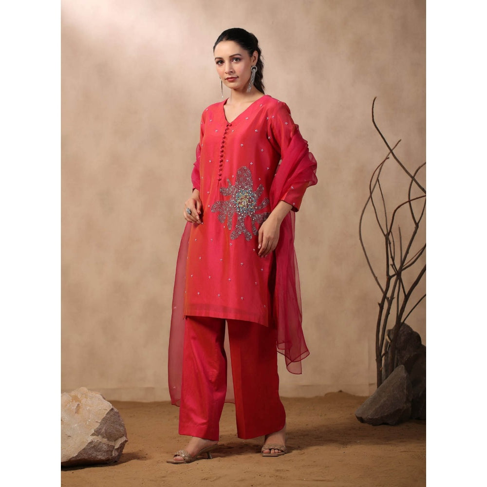 Palak Khandelwal Pink Kurta Paired with Pants and Dupatta (Set of 3)