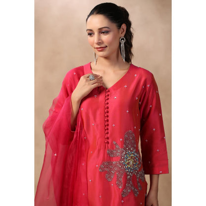 Palak Khandelwal Pink Kurta Paired with Pants and Dupatta (Set of 3)