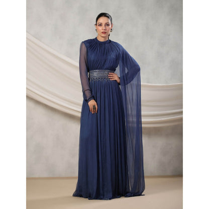 Palak Khandelwal Blue Anarkali Pared with Hand Embroidered Belt (Set of 2)