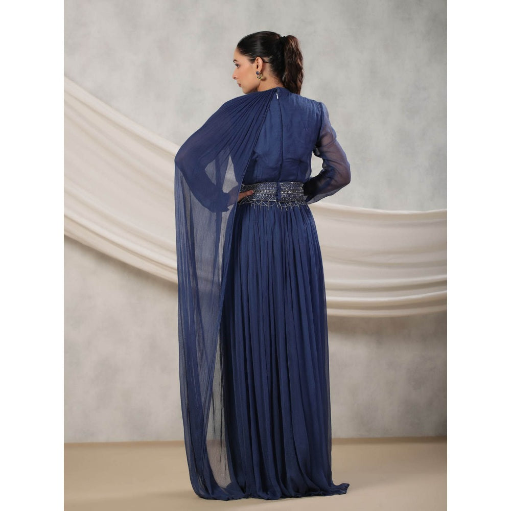 Palak Khandelwal Blue Anarkali Pared with Hand Embroidered Belt (Set of 2)