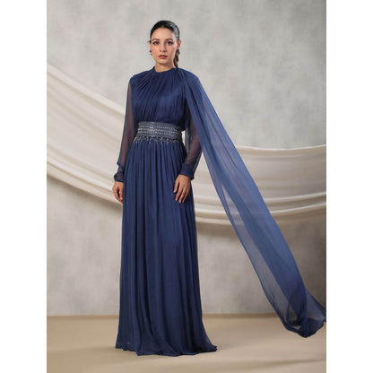 Palak Khandelwal Blue Anarkali Pared with Hand Embroidered Belt (Set of 2)