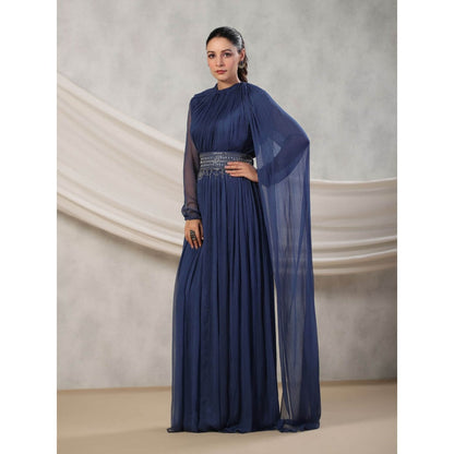 Palak Khandelwal Blue Anarkali Pared with Hand Embroidered Belt (Set of 2)