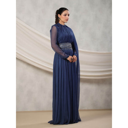 Palak Khandelwal Blue Anarkali Pared with Hand Embroidered Belt (Set of 2)