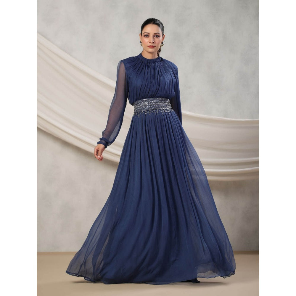 Palak Khandelwal Blue Anarkali Pared with Hand Embroidered Belt (Set of 2)