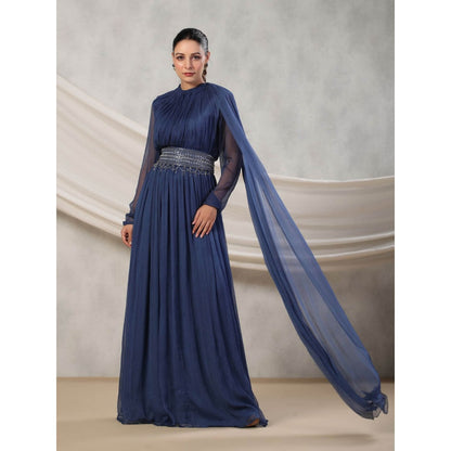 Palak Khandelwal Blue Anarkali Pared with Hand Embroidered Belt (Set of 2)