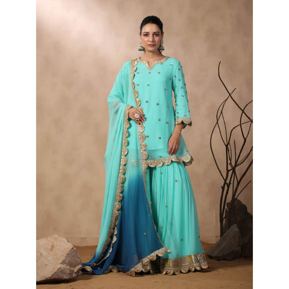 Palak Khandelwal Light Blue Kurta Paired with Sharara and Dupatta (Set of 3)