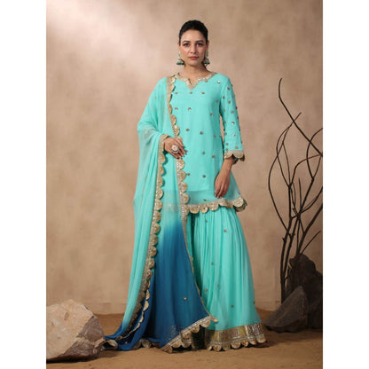 Palak Khandelwal Light Blue Kurta Paired with Sharara and Dupatta (Set of 3)