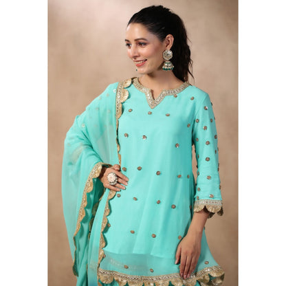 Palak Khandelwal Light Blue Kurta Paired with Sharara and Dupatta (Set of 3)