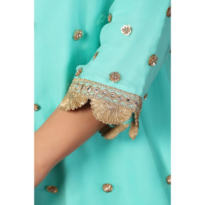 Palak Khandelwal Light Blue Kurta Paired with Sharara and Dupatta (Set of 3)