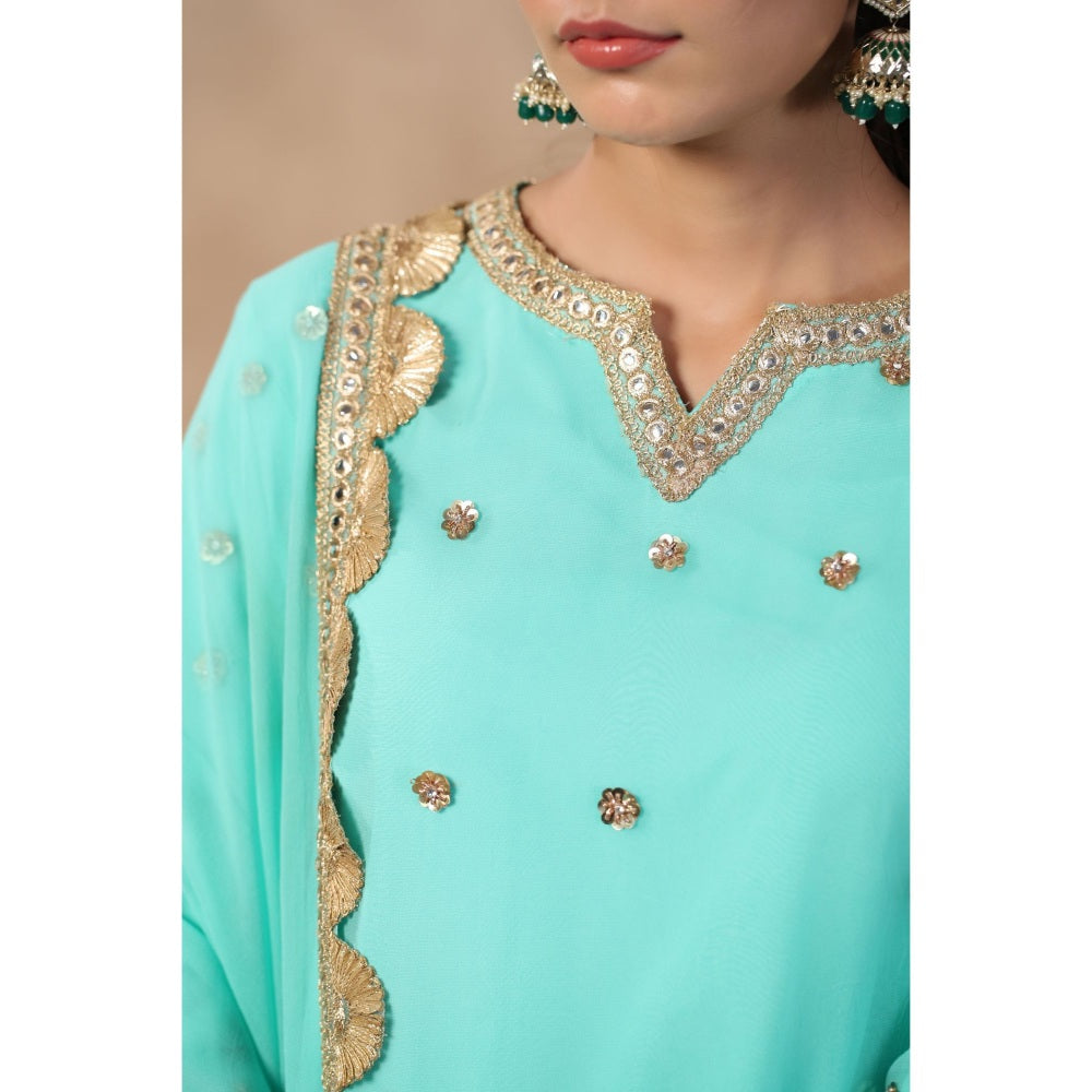 Palak Khandelwal Light Blue Kurta Paired with Sharara and Dupatta (Set of 3)
