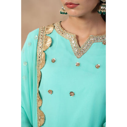 Palak Khandelwal Light Blue Kurta Paired with Sharara and Dupatta (Set of 3)