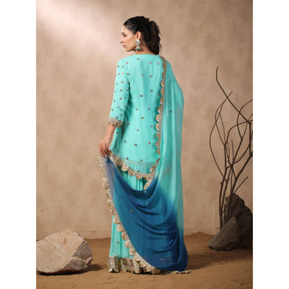 Palak Khandelwal Light Blue Kurta Paired with Sharara and Dupatta (Set of 3)