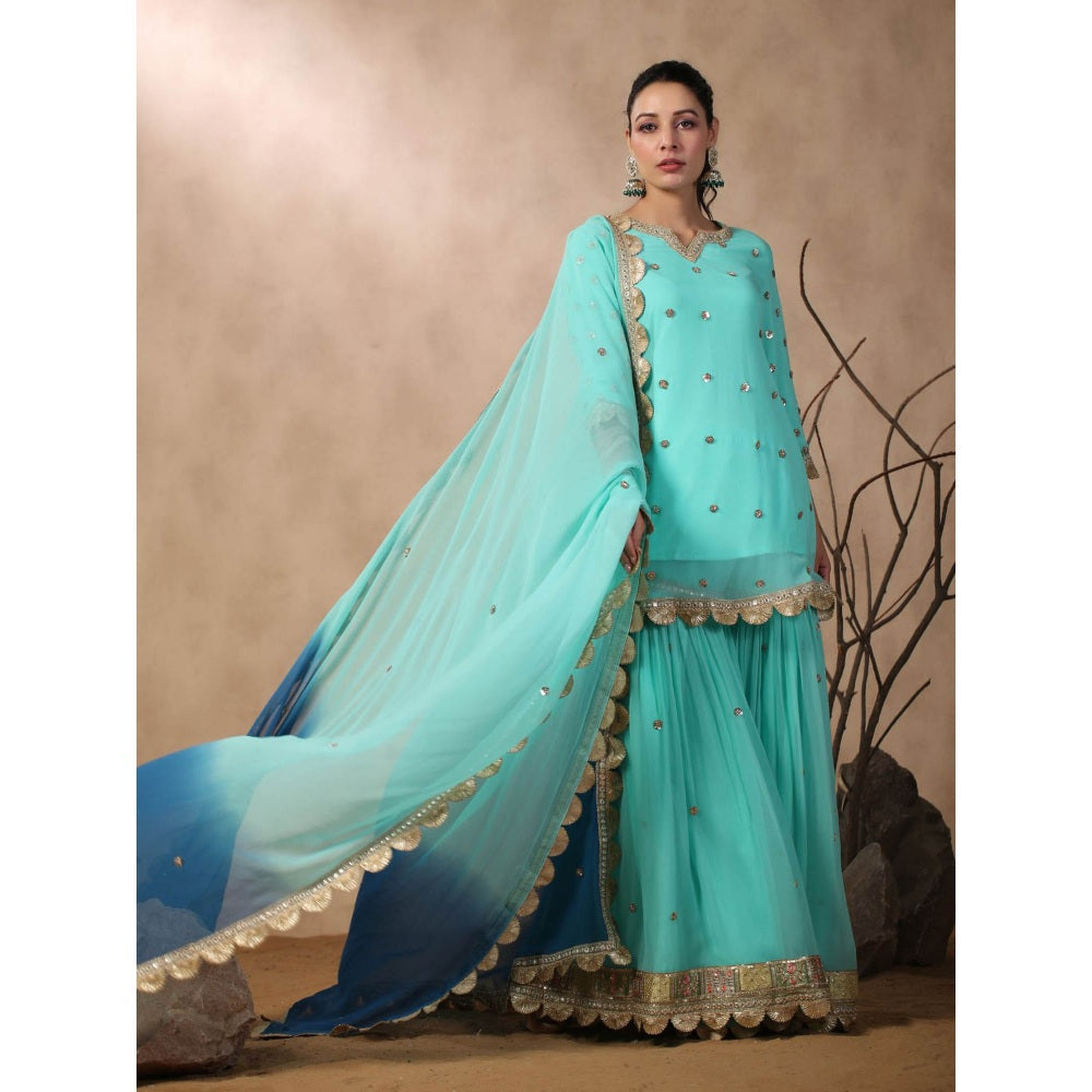 Palak Khandelwal Light Blue Kurta Paired with Sharara and Dupatta (Set of 3)