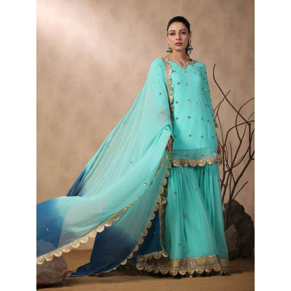 Palak Khandelwal Light Blue Kurta Paired with Sharara and Dupatta (Set of 3)