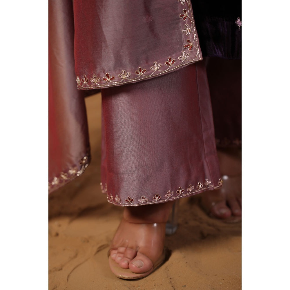 Palak Khandelwal Purple Embroidered Kurta with Pants and Dupatta (Set of 3)