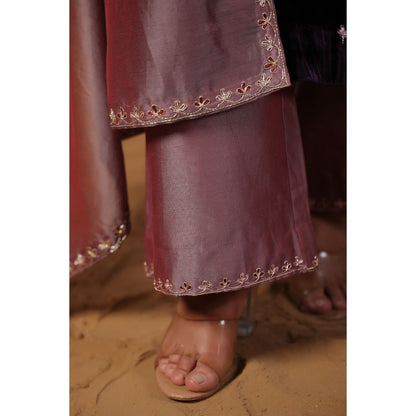 Palak Khandelwal Purple Embroidered Kurta with Pants and Dupatta (Set of 3)