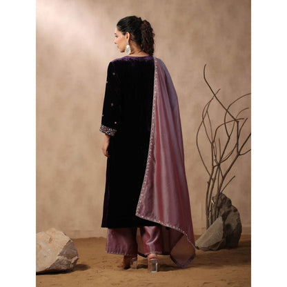 Palak Khandelwal Purple Embroidered Kurta with Pants and Dupatta (Set of 3)