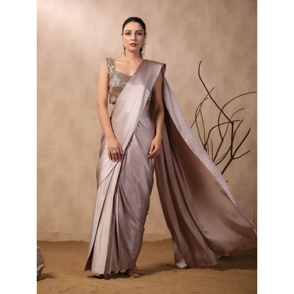 Palak Khandelwal Taupe Pre-Draped Saree with Stitched Blouse