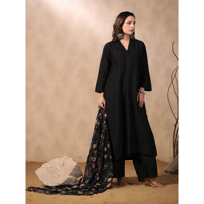 Palak Khandelwal Black Kurta Paired with Pants and Printed Dupatta (Set of 3)