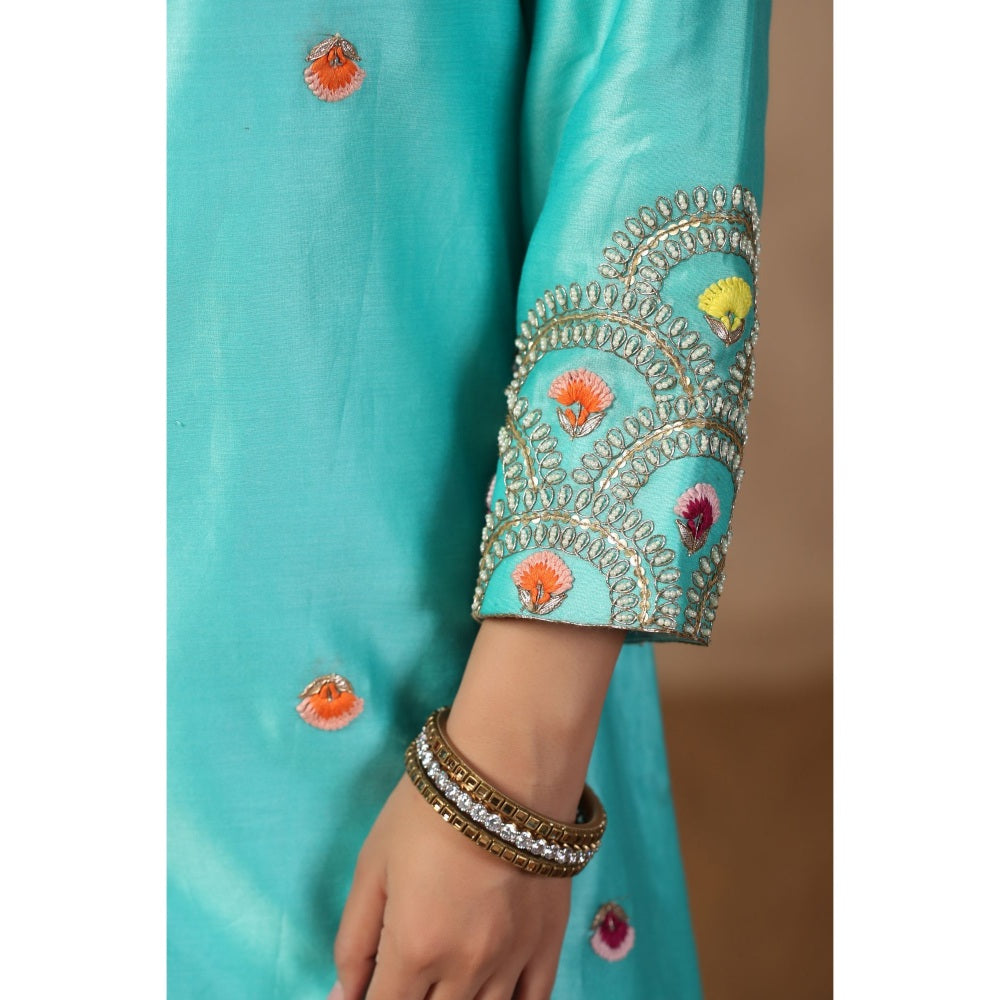 Palak Khandelwal Blue Kurta with Sharara and Dupatta (Set of 3)