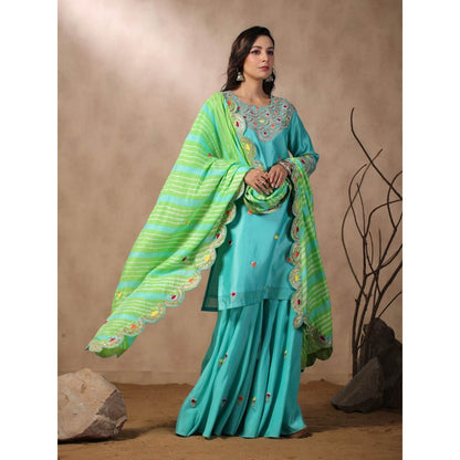 Palak Khandelwal Blue Kurta with Sharara and Dupatta (Set of 3)