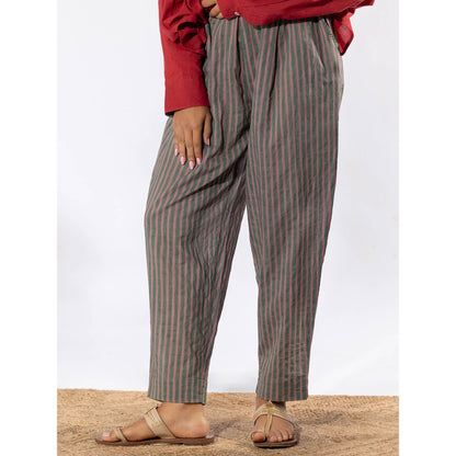 PANTS AND PAJAMAS Deep Red Tunic Shirt with Cotton Pant (Set of 2)