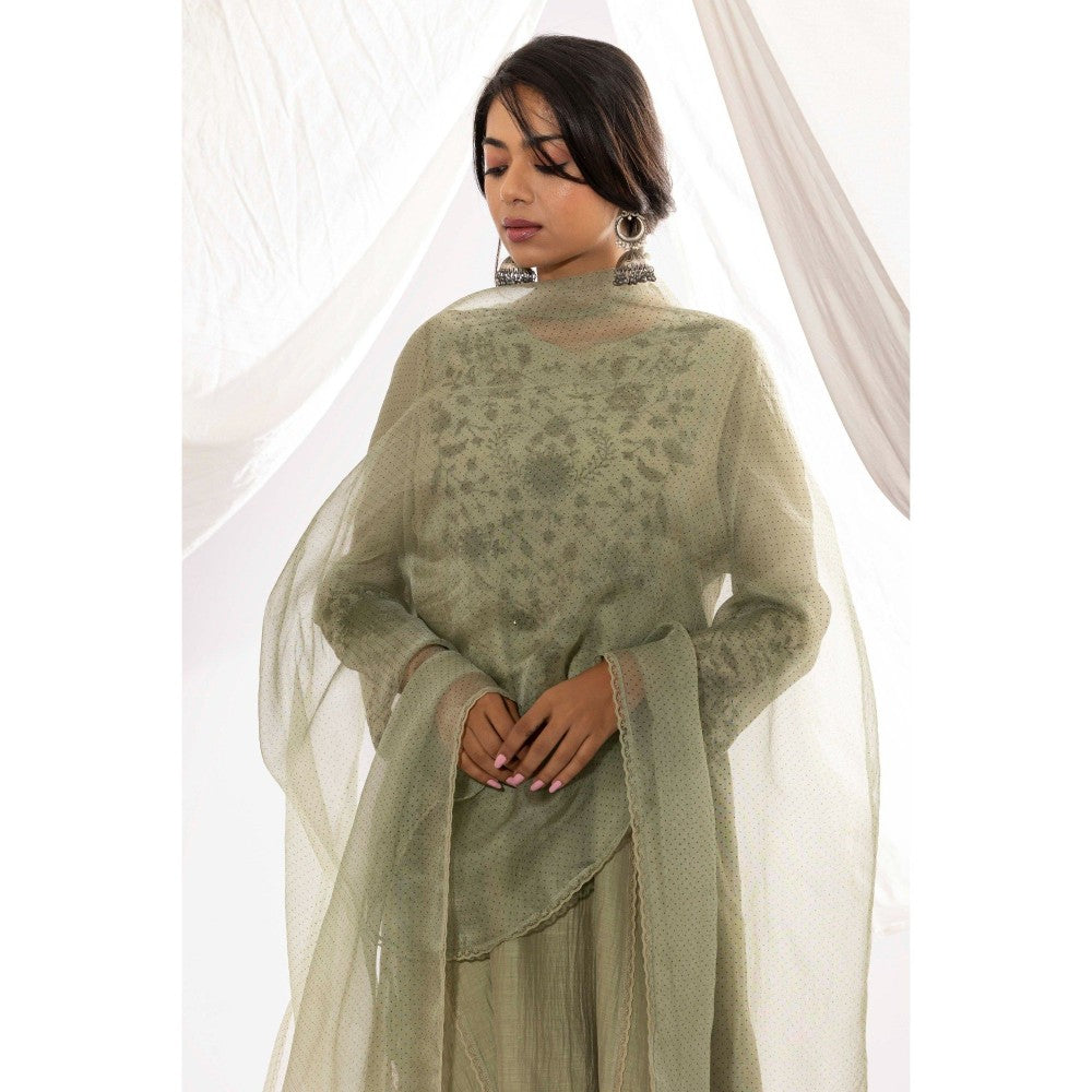 PANTS AND PAJAMAS Sage Organza Dupatta