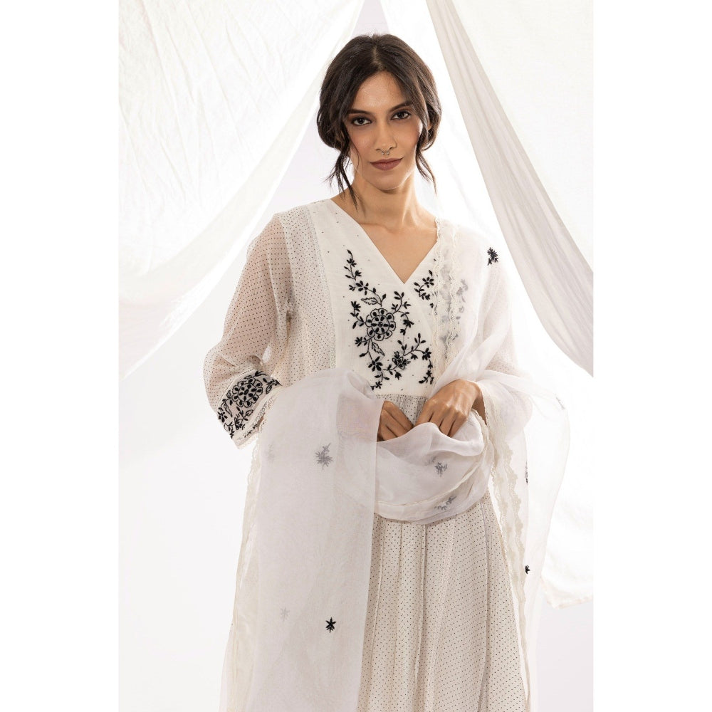 PANTS AND PAJAMAS White Organza Dupatta