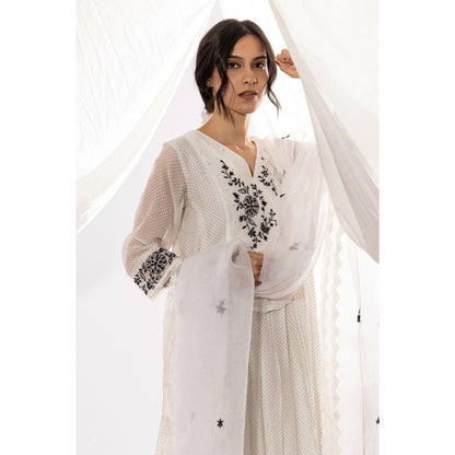 PANTS AND PAJAMAS White Organza Dupatta