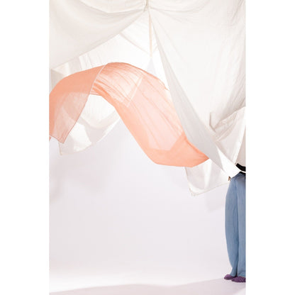 PANTS AND PAJAMAS Peach Printed Chanderi Mull Dupatta