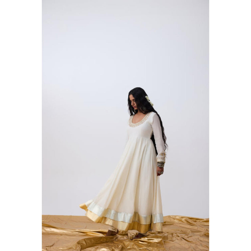 PANTS AND PAJAMAS Udbhav Embroidered Anarkali Dress