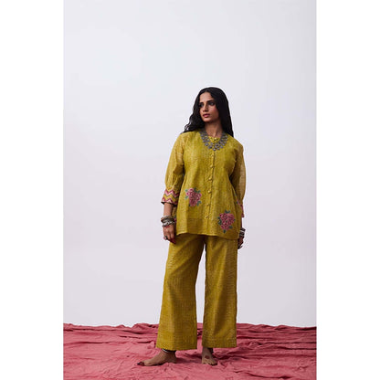 PANTS AND PAJAMAS Antrang Mustard Printed Co-Ord