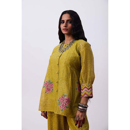 PANTS AND PAJAMAS Antrang Mustard Printed Co-Ord