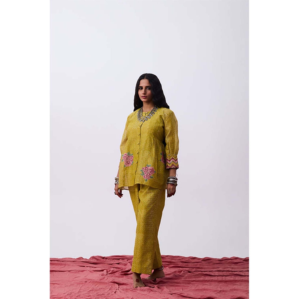 PANTS AND PAJAMAS Antrang Mustard Printed Co-Ord