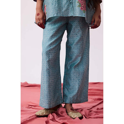 PANTS AND PAJAMAS Abhinaya Blue Printed Co-Ord